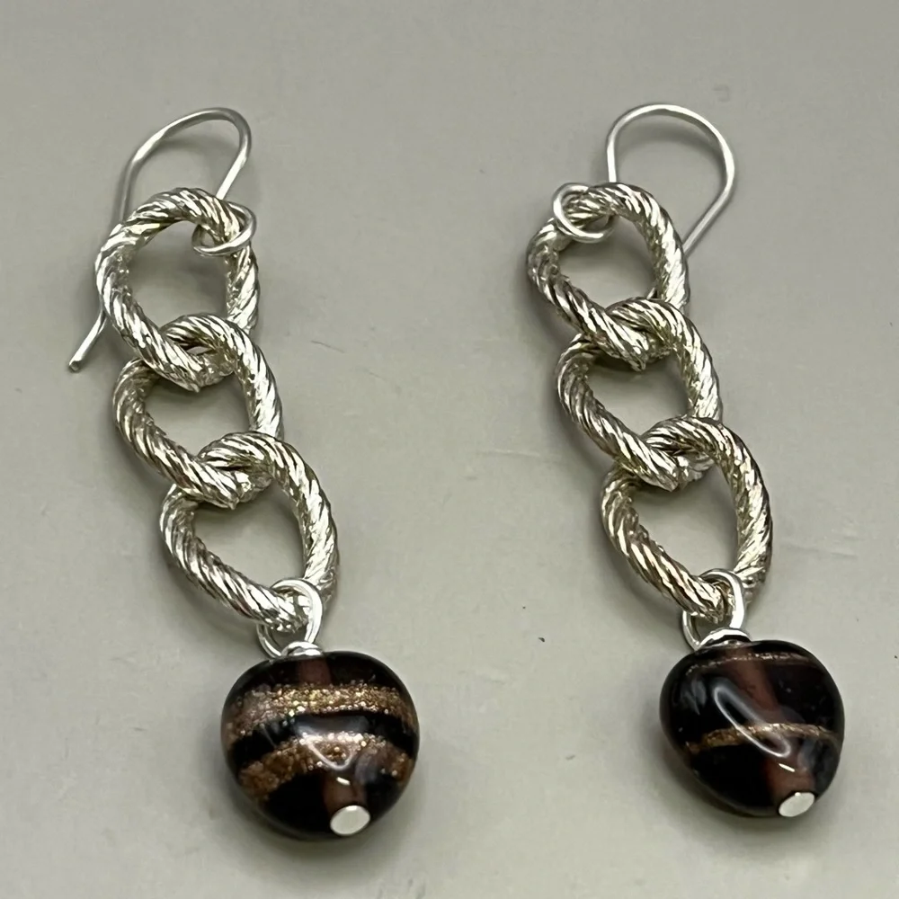 Elegant Silver and Purple Earrings with Spherical Design